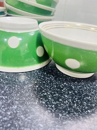 kəndir: Kasalar, 12 ədədli dəst, rəng - Yaşıl, Keramika, SSRİ — 5