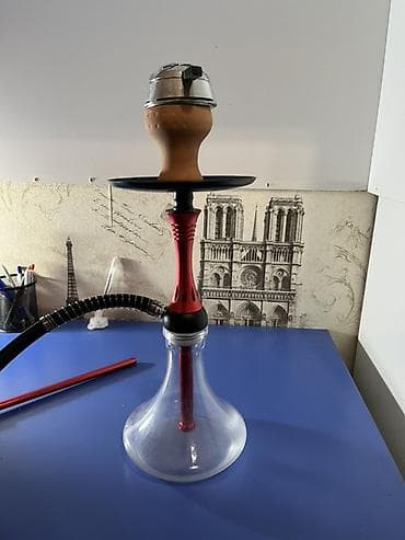 elekdron qəlyan: Ideal Qəlyan - Kompakt stolüstü nargilə: şəffaf şüşə kolba, qırmızı — 2