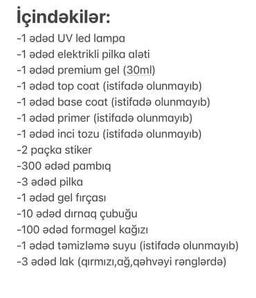 dırnaq seti: Dirnaq qaynaq alətləri seti. demək olarki islənməyib. yeni kimidir — 13