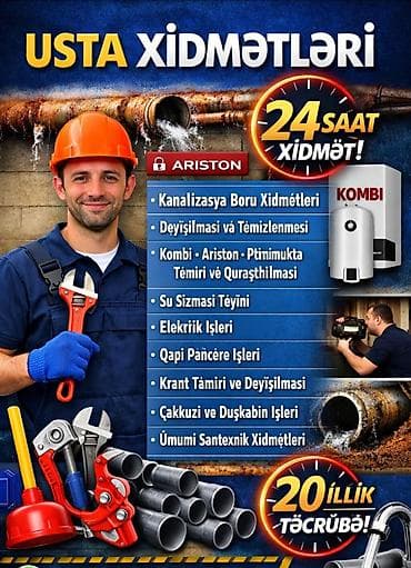 kombi usta: Usta Xidmətləri – 24 saat xidmət, 20 illik təcrübə Təklif olunan — 1