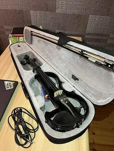tuner: Elektron skripka seti – qara rəng - 4 simli elektrik skripka, modern — 3