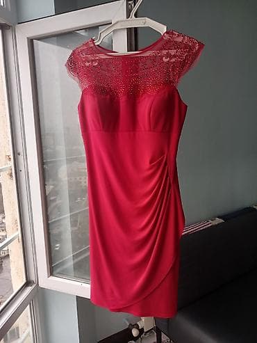 qizi: Qırmızı rəngli zərif ziyafət/gecə paltarı - Siluet: qısa/midi — 2