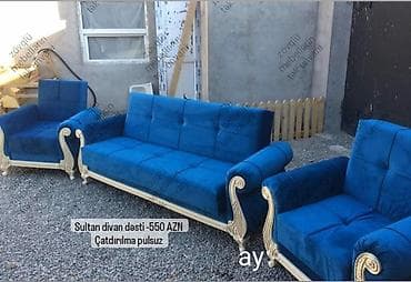 Yeni, Klassik divan, 2 kreslo, Divan, Bazasız
