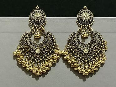 qizil sirqa: Məhsul: Şərq üslubunda asma sırğa dəsti - Rəng: Qızılı ton - Dizayn — 7