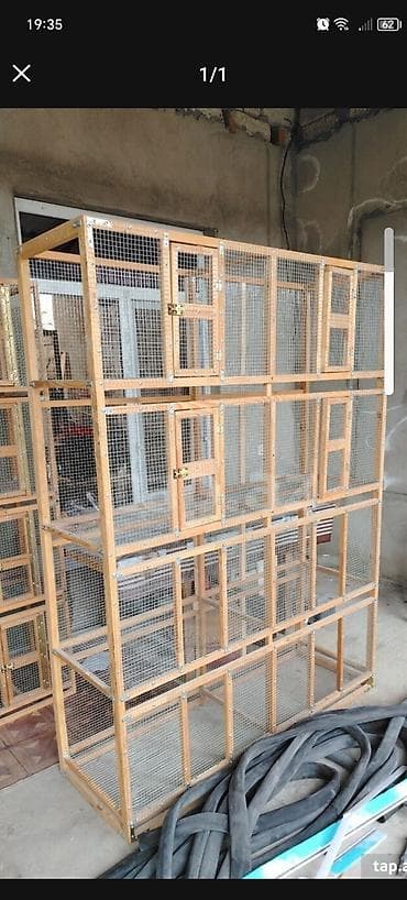 qefesler: Taxta karkaslı çoxbölməli qəfəs kompleksi - Material: möhkəm taxta — 1