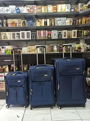 3-lü tekstil çamadan dəsti – tünd mavi rəng - Ölçülər: böyük, orta və