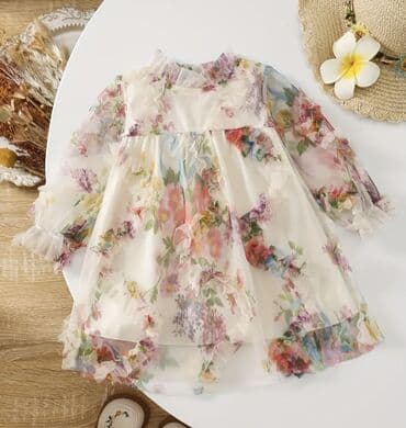 Платья: Qız uşaqlara üçün şifon/til materiallı çiçəkli don 🌺 📍Gəncə — 1
