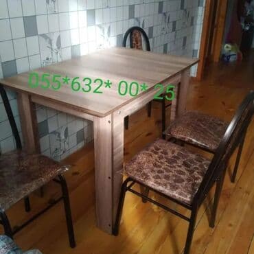 mdf satışı: Mətbəx üçün, Yeni, Açılmayan, Kvadrat masa, 4 stul — 11