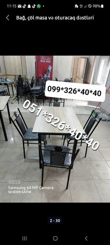 stol və stul dəstləri: Yeni, Sadə stul, Metal, Azərbaycan — 9