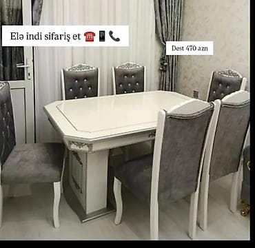 sdullar: Qonaq otağı üçün, Yeni, Açılmayan, Dördbucaq masa, 6 stul — 1