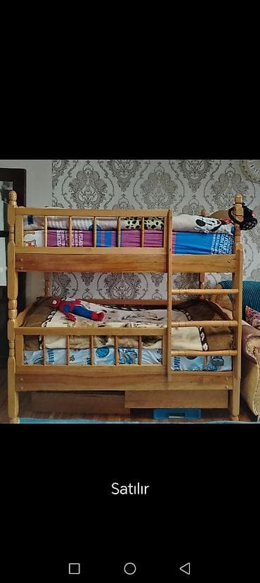 Oğlan və qız üçün, Çarpayı, Matrassız, Siyirməli, Taxta