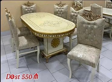 hündür stul: Qonaq otağı üçün, Yeni, Açılmayan, Oval masa, 6 stul — 1