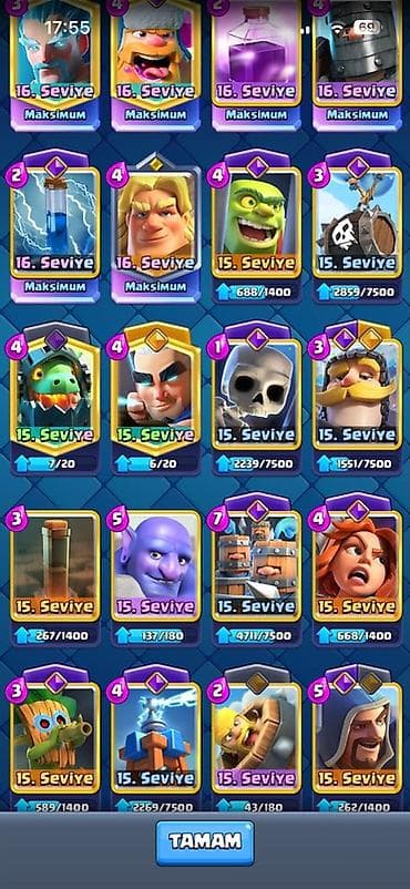Clash Royale oyun hesabı - Kral səviyyəsi: 77 - Qızıl: 515 504 - — 9