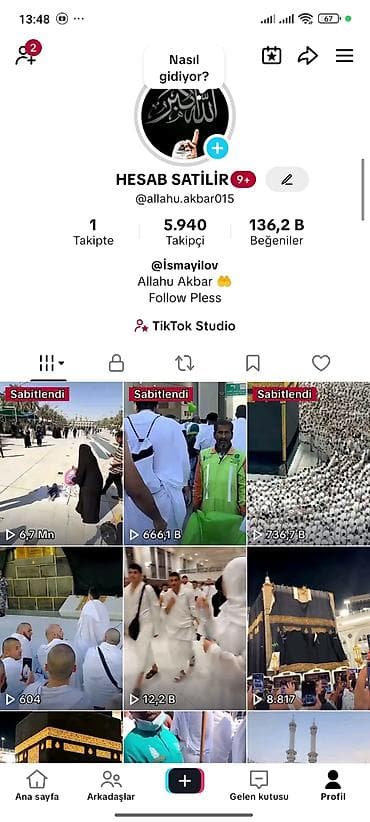 Məhsul: TikTok hesabı Xüsusiyyətlər: - Profil adı: @allahu.akbar015 -