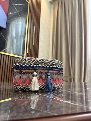 Etnik naxışlı kiçik çanta/kosmetik təşkilatçı - Material: toxunma — 2