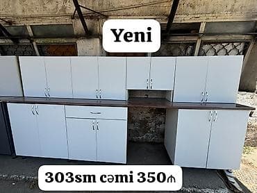 YENİ mətbəx mebeli - Ölçü: 303 sm (ümumi uzunluq) - Komplekt: yuxarı