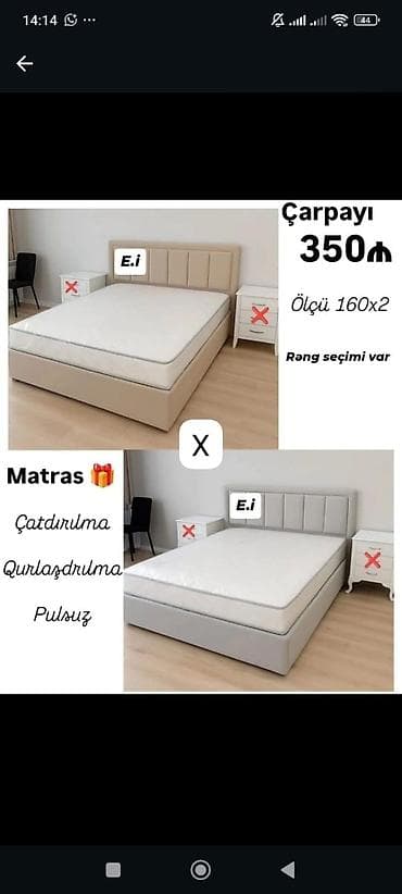 Çarpayı – 350₼ Ölçü: 160 x 200 sm Rəng seçimi var Modern başlıq
