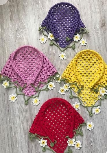 Головные уборы: Kroşe baş örtüyü/bandana – əl işi - Model: Üçbucaq formalı, tor — 2