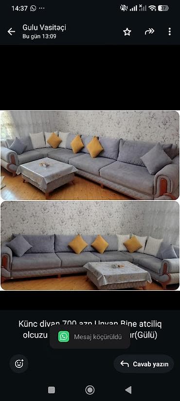 Künc divan 700 azn.Unvan Bine atciliq olcuzu 3/1.Acilir+baza
