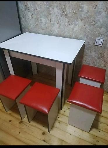 b çay servizi var: Mətbəx üçün, Yeni, Açılmayan, Dördbucaq masa, 4 stul — 6