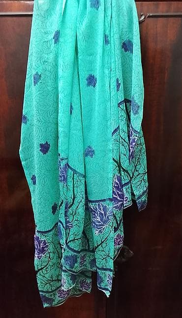 Şəffaf yay şalı – yaşıl-mavi tonlarda - Material: yüngül, nazik və