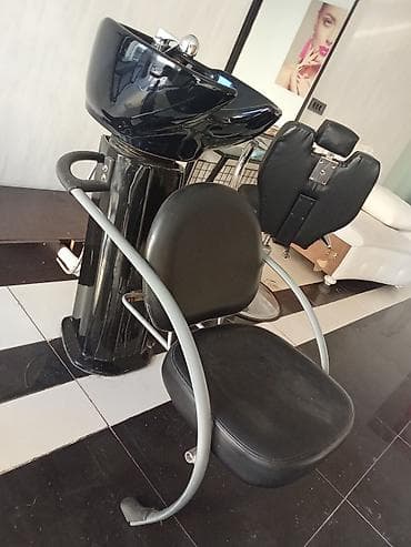 Salon üçün saç yuma stendi və oturacaq dəsti - Qara rəngli keramik