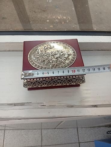 ev dekor: Taxta və metal işləməli dekorativ qutu - Material: Tünd qəhvəyi — 5