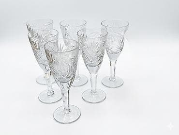 Qədəhlər, rəng - Ağ, Xrustal, 6 ədədli dəst, Çexiya