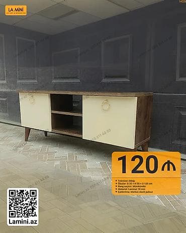 mebel dekor: Düz TV altlığı, Polkalı, Laminat — 1