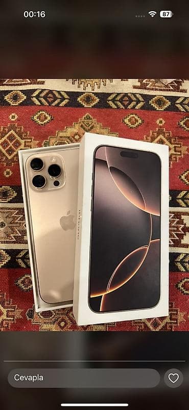iphone 12 sade: IPhone 16 Pro Max, 256 GB, Qızılı, Face ID — 1