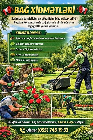 📢 BAĞ XİDMƏTLƏRİ 📢 Bağızın təmizliyini və gözəlliyini bizə etibar