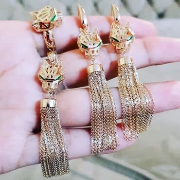 qas sirqalar: Dəstə daxildir: Üzük, Sırğa, Kulon, Bvlgari, Sarı qızıl, 585 Əyar, 1806 g — 2