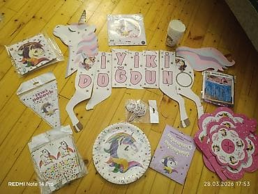 Unicorn temalı ad günü dekorasiya və süfrə dəsti - “İyi ki doğdun”