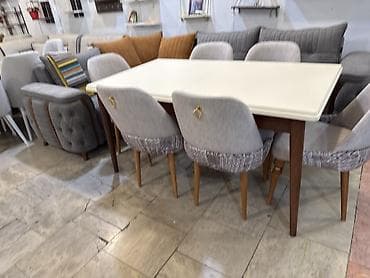 Qonaq otağı üçün, Yeni, Açılan, Dördbucaq masa, 6 stul