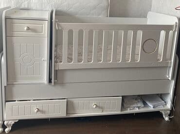 трансформер кровать: Для девочки и мальчика, Б/у, Четырехугольная, Колыбель, С матрасом, С механизмом качания — 2