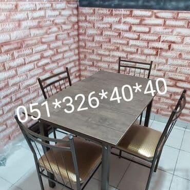 stol və stul dəstləri: Yeni, Dördbucaq masa, 4 stul, Açılmayan, Stullar ilə, Metal, Azərbaycan — 7