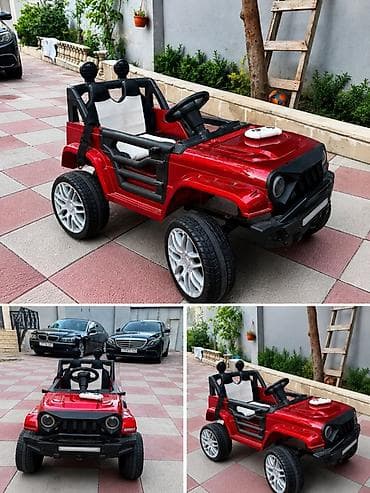 Детские электрокары: Uşaq elektrikli maşın – yolsuzluq üslubunda, qırmızı rəng — 1