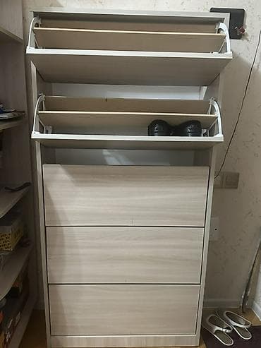 пластик шкаф: Açılan bölməli ayaqqabı dolabı - Material: laminat/MDF, açıq ağac — 2