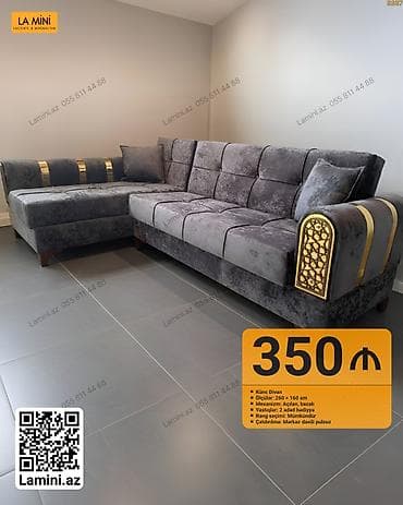 Künc divan – La Mini dizaynı - Ölçülər: 260 × 160 sm - Mexanizm