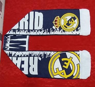 demir sac: Real Madrid azarkeş şərfi - Rənglər: tünd göy–ağ zolaqlı dizayn - — 9