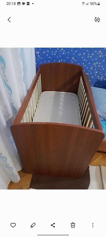 ortopedik matras: Uşaq beşiyi – taxta karkaslı, klassik model - Material: ağac dekorlu — 2