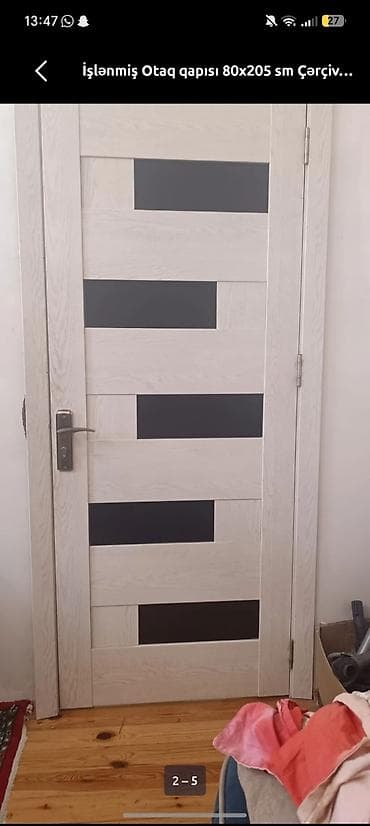 Yataq otağı üçün İşlənmiş Otaq qapısı 80x205 sm Zamok ilə, Ünvandan götürmə