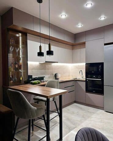 embavud metbex mebelleri: Sifarişlə mətbəx dəsti, Özü çəkən petlələr, MDF, Kredit yoxdur, Pulsuz çatdırılma — 2