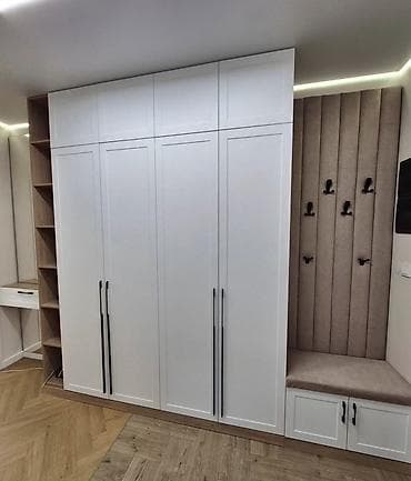 dolab hamam: 4 qapılı, Güzgülü, Ağ, Digər material, Açılan, Düz dolab — 3