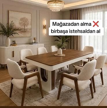 Для кухни, Новый, Нераскладной, Прямоугольный стол, 6 стульев — 1