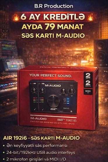 M-Audio AIR 192|6 səs kartı - 24-bit/192 kHz USB audio interfeys - 2 lalafo.az -da M-Audio AIR 192|6 səs kartı - 24-bit/192 kHz USB audio interfeys - 2