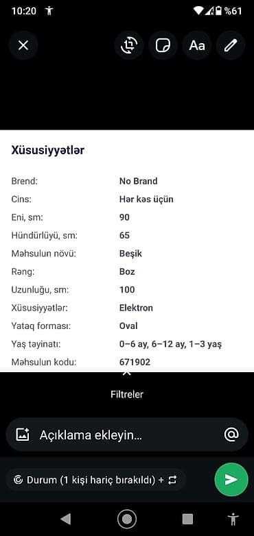 qaz eti: Oğlan və qız üçün, Yumru, Beşik, Matras ilə, Yellənmə mexanizm ilə — 2