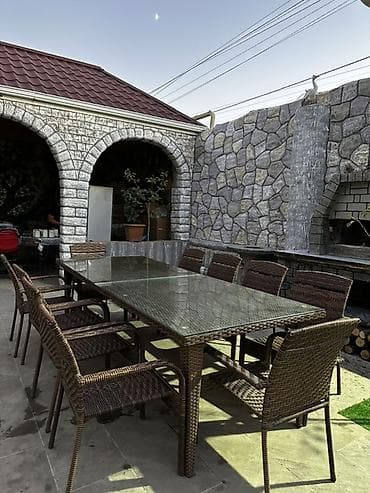 işlenmiş masa: Açıq hava üçün böyük masa və stul dəsti 10 neferlik yeni maldan — 2