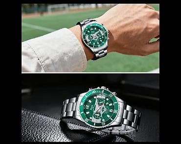 Сумки: Mıxun kişi qol saatı – yaşıl siferblatlı, polad gövdə və polad qolbaq — 6