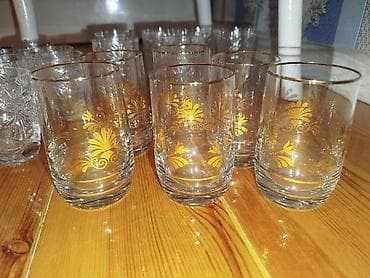 Stəkanlar, rəng - Qızılı, Şüşə